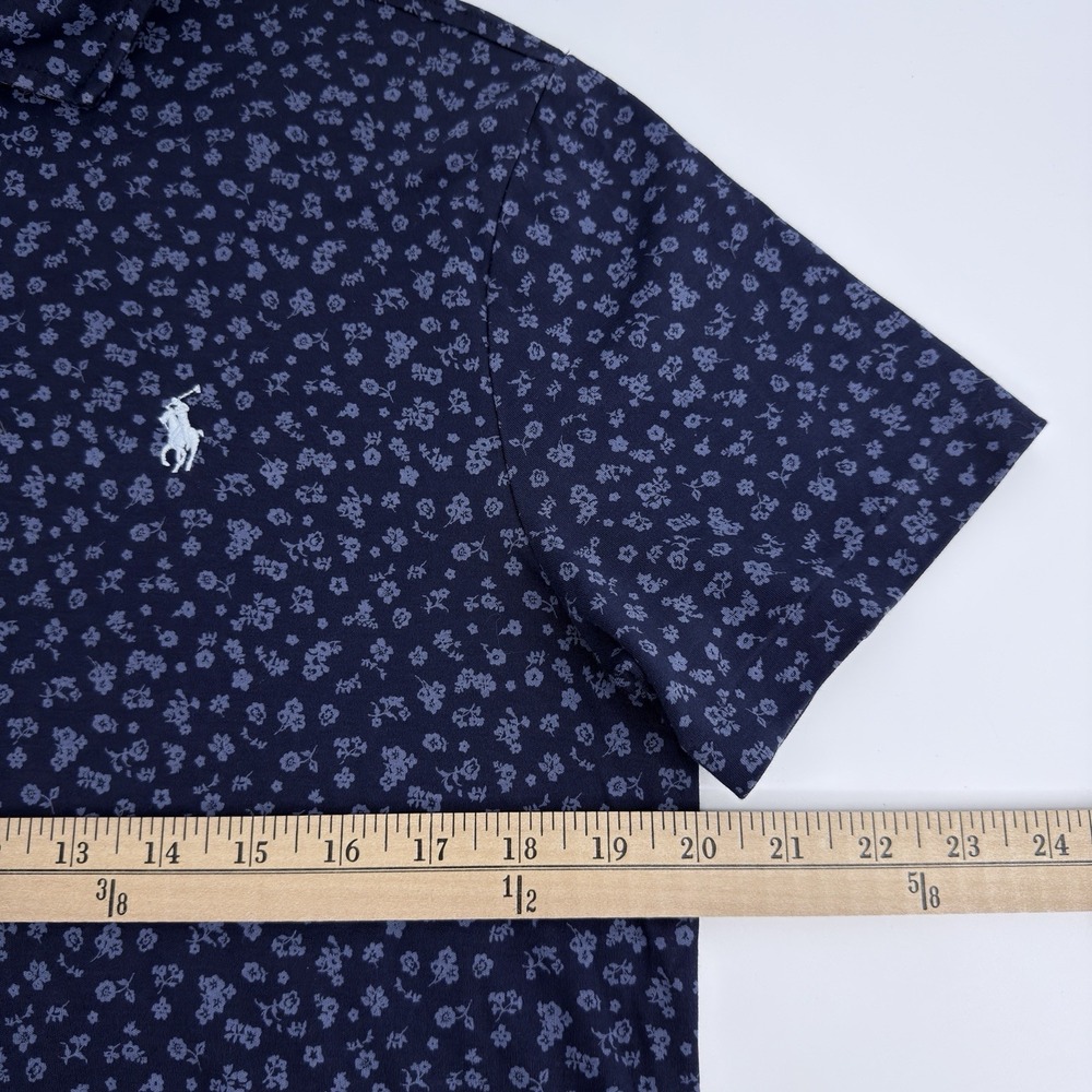 Polo Ralph Lauren Polo Shirt Men M Blue Floral Custom Slim Fit Stretch Golf - Picture 4 of 9
